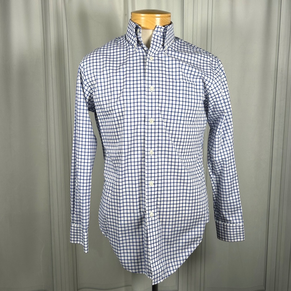 Mens Lauren by Ralph Lauren Blue Large Check Button-down, Size 14.5 x 32/33